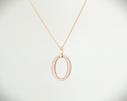 Damenkette mit Anhänger, Silber (925) Rose vergoldet mit Zirkon facettiert