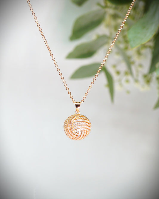 Sterlingsilber (925) Kette Rose vergoldet mit Boule Anhänger voll mit Zirkon facettiert
