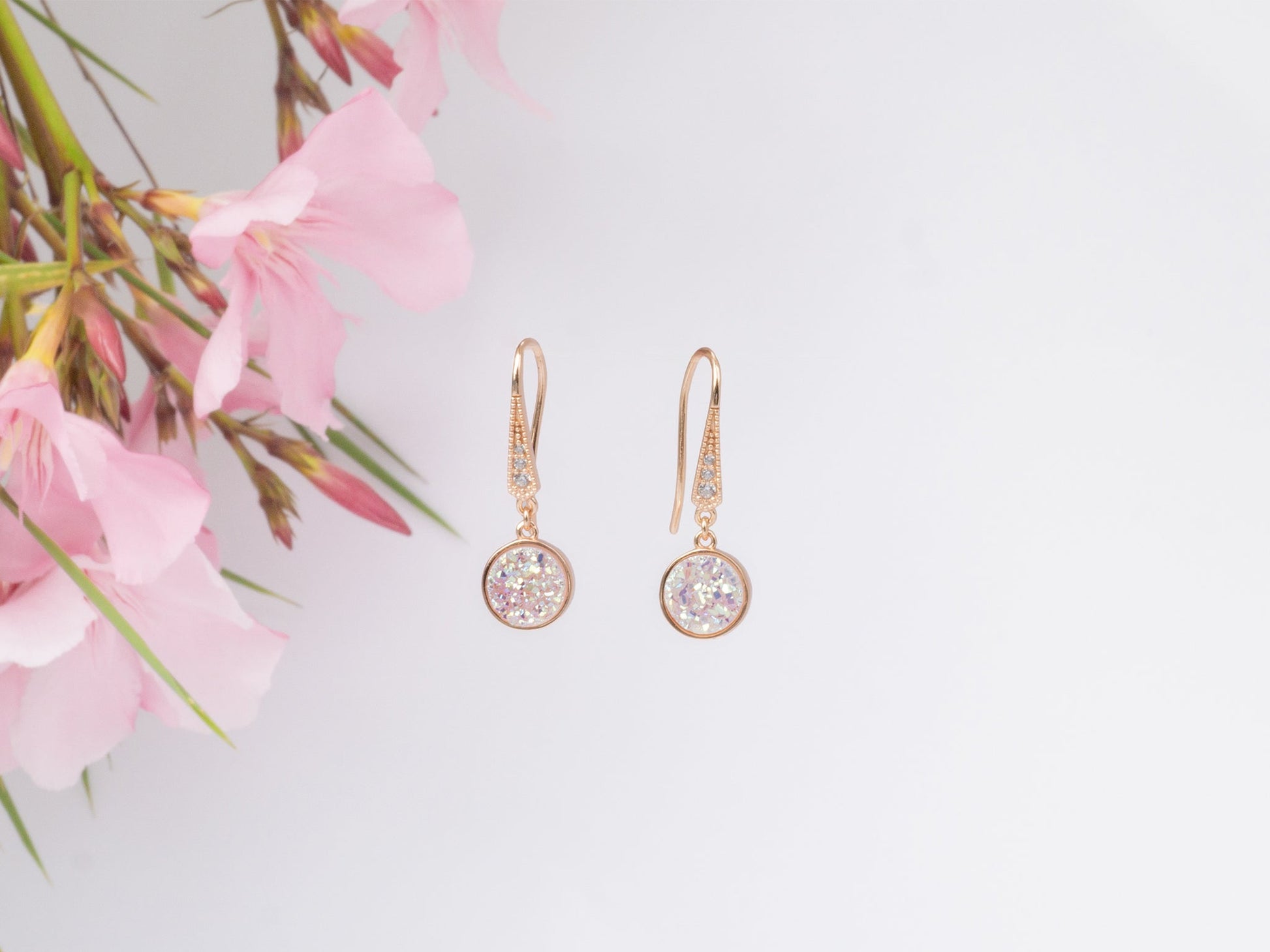Ohrringen in Sterlingsilber(925) Rose vergoldet mit nat. Durzy